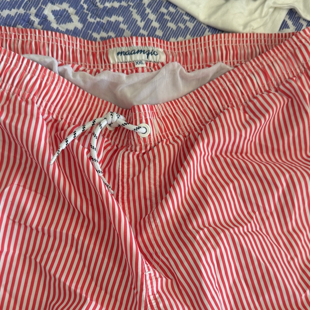 Maamgic Red Striped Men's Swim Trunks